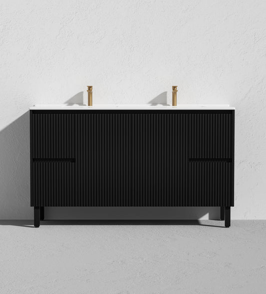 Crete Modern Free Standing Vanity Matte Black