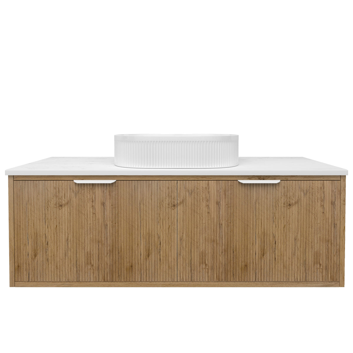 Kliff Fluted Wood Grain Vanities Prime Oak LK-MK1200W-PO