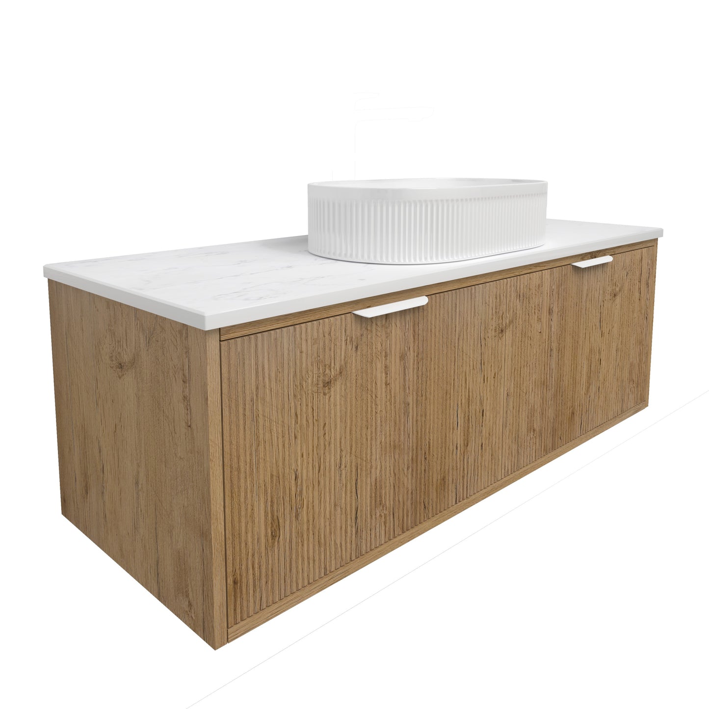 Kliff Fluted Wood Grain Vanities Prime Oak LK-MK1200W-PO