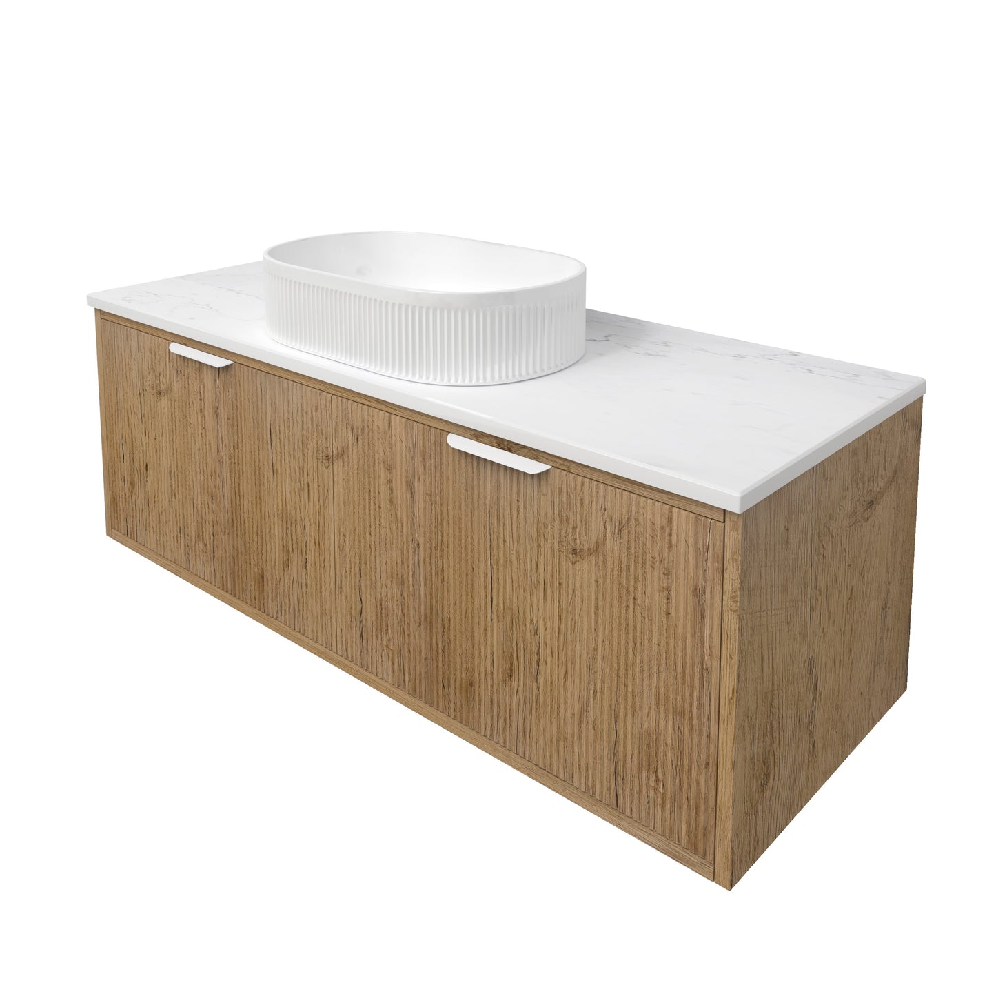 Kliff Fluted Wood Grain Vanities Prime Oak LK-MK1200W-PO