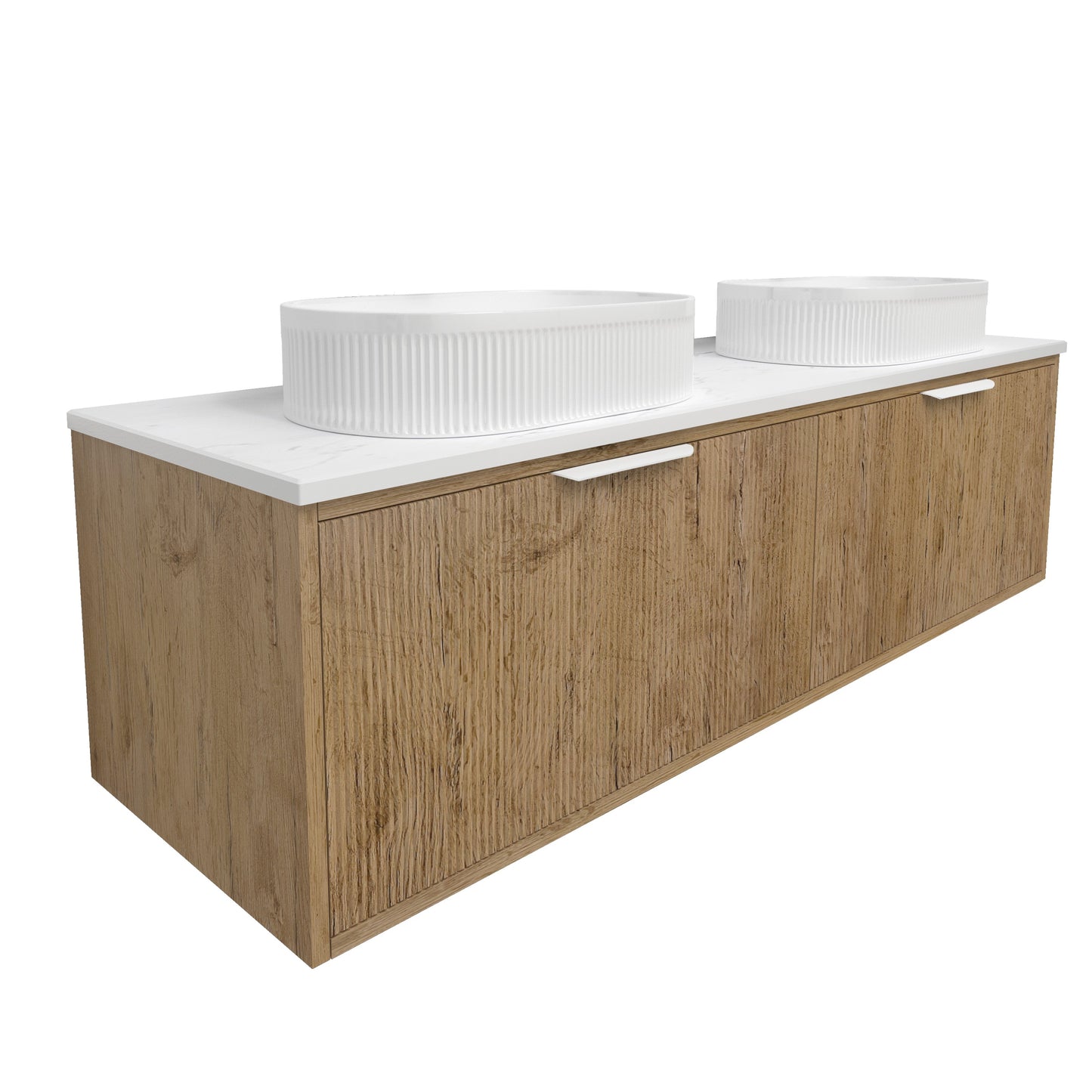 Kliff Fluted Wood Grain Vanities Prime Oak LK-MK1500W-PO