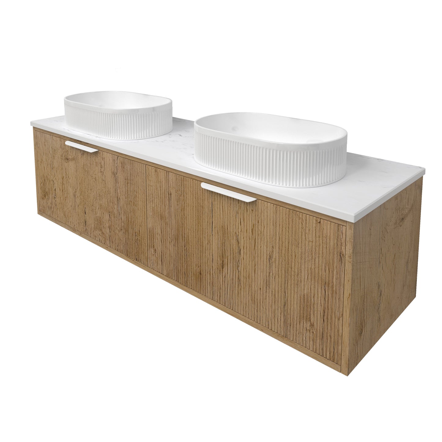 Kliff Fluted Wood Grain Vanities Prime Oak LK-MK1500W-PO