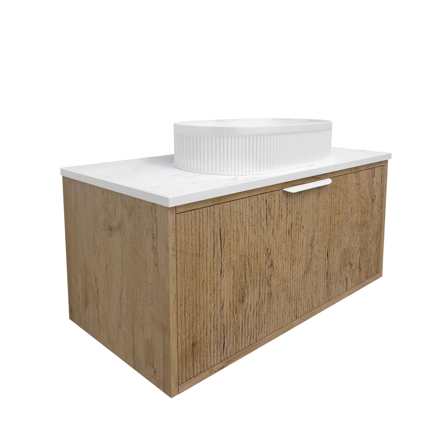 Kliff Fluted Wood Grain Vanities Prime Oak LK-MK900W-PO