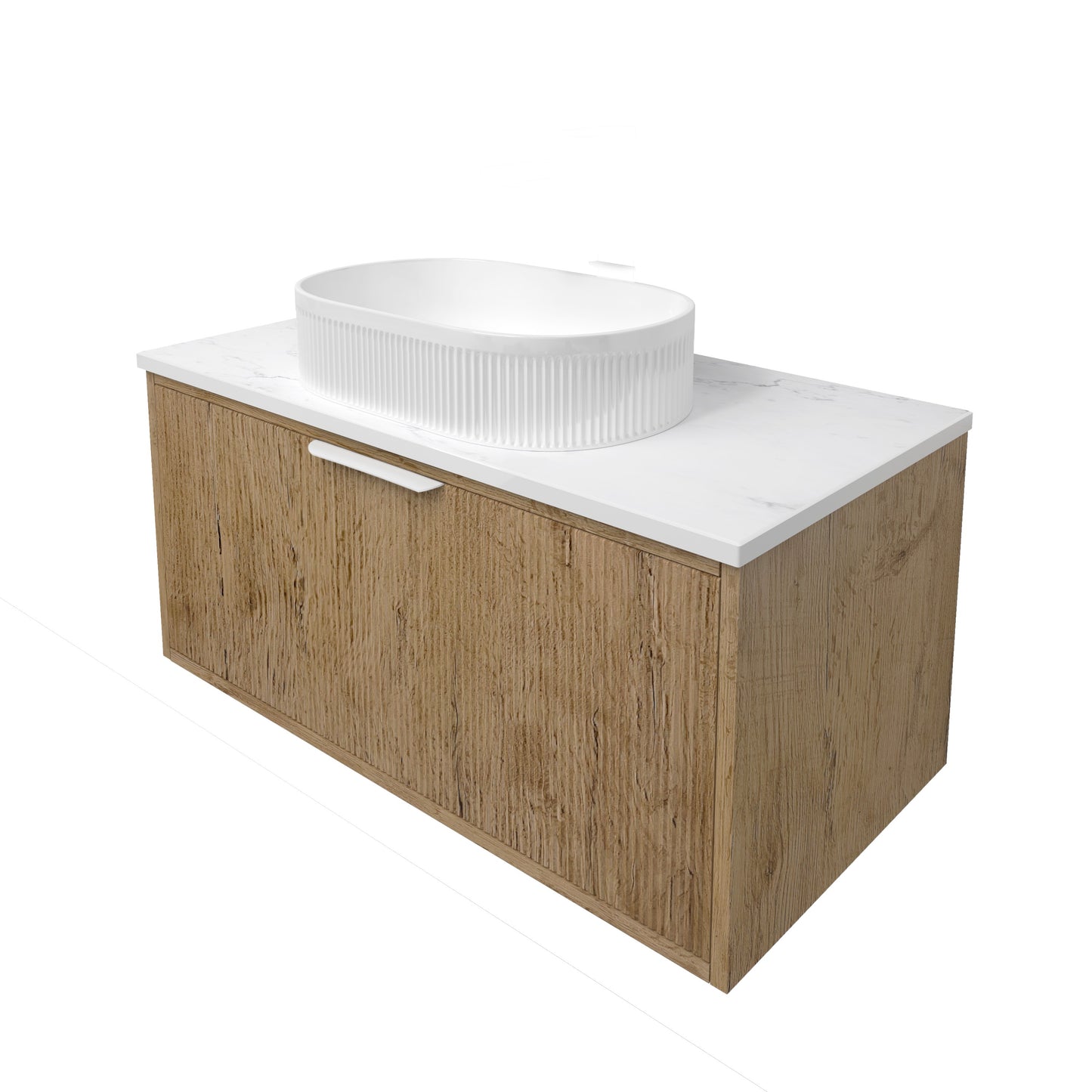 Kliff Fluted Wood Grain Vanities Prime Oak LK-MK900W-PO