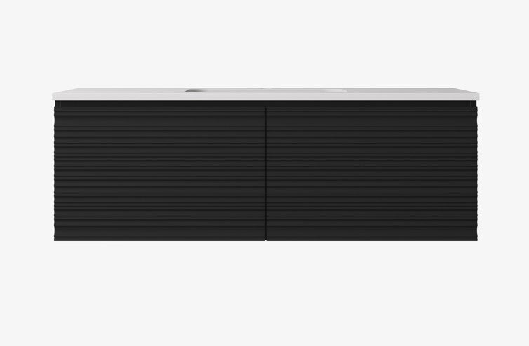 Sedona Matte Black Fluted Wall Hung PVC Cabinet LK-MS1221W-MB