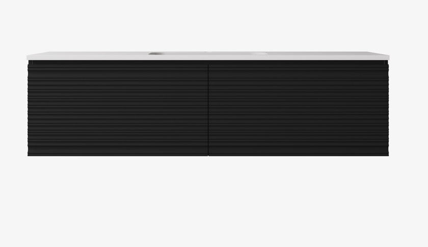 Sedona Matte Black Fluted Wall Hung PVC Cabinet LK-MS1521W-MB