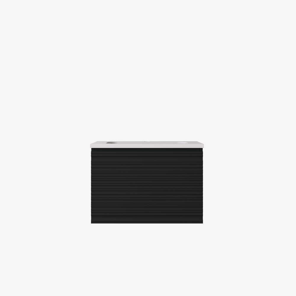 Sedona Matte Black Fluted Wall Hung PVC Cabinet LK-MS600W-MB