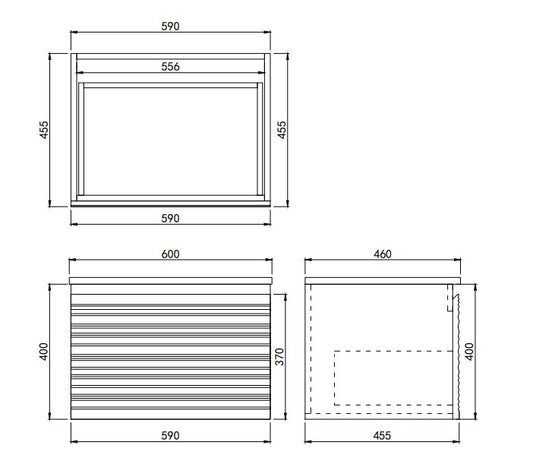 Sedona Matte Black Fluted Wall Hung PVC Cabinet LK-MS600W-MB