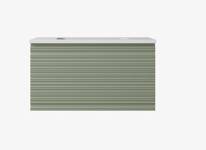 Sedona Olive Green Fluted Wall Hung PVC Cabinet LK-MS750W-OG