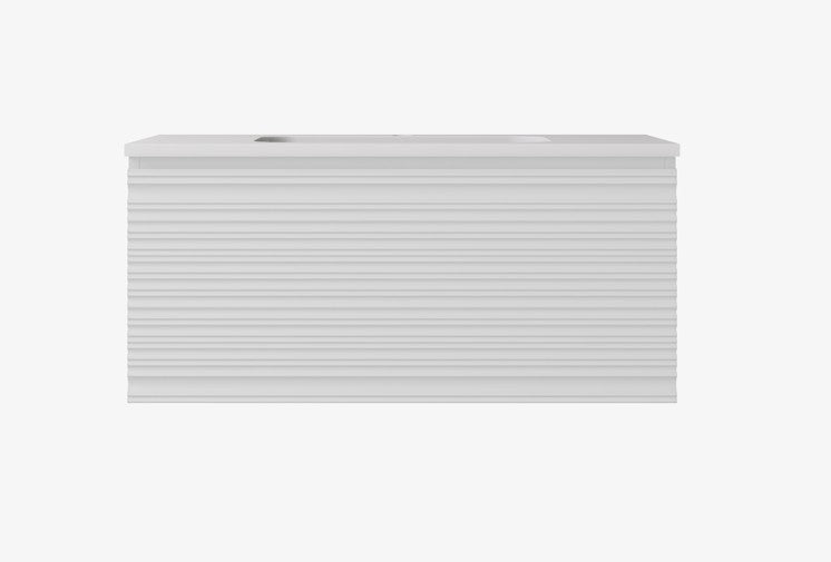 Sedona Matte White Fluted Wall Hung PVC Cabinet LK-MS900W-MW
