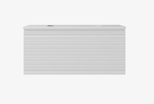 Sedona Matte White Fluted Wall Hung PVC Cabinet LK-MS900W-MW