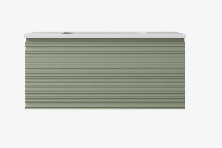 Sedona Olive Green Fluted Wall Hung PVC Cabinet LK-MS900W-OG