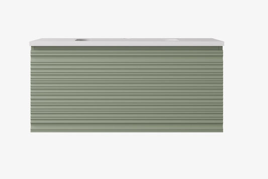 Sedona Olive Green Fluted Wall Hung PVC Cabinet LK-MS900W-OG