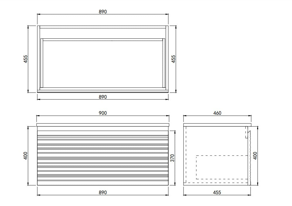 Sedona Matte Black Fluted Wall Hung PVC Cabinet LK-MS900W-MB