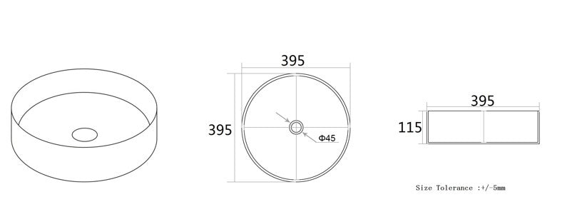 Olley Fine Ceramic Above Counter Basin LK-OA390-MCW