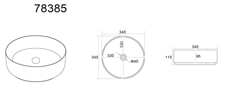 Ollia Fine Ceramic Above Counter Basin LK-OLA360-WC