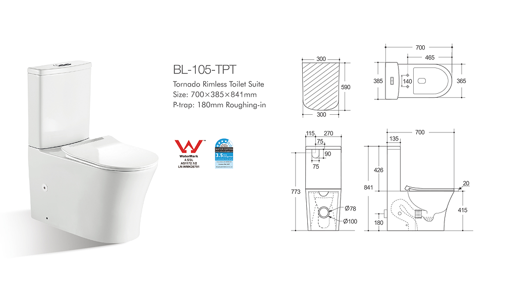 Orta Tornado Rimless Toilet Pan LK-OR105P