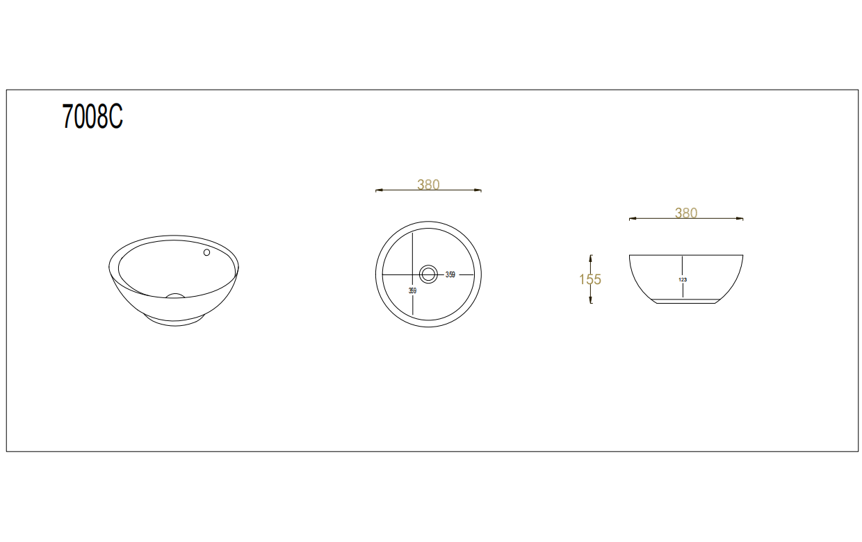 Orbi Fine Ceramic Above Counter Basin LK-ORA380-OF