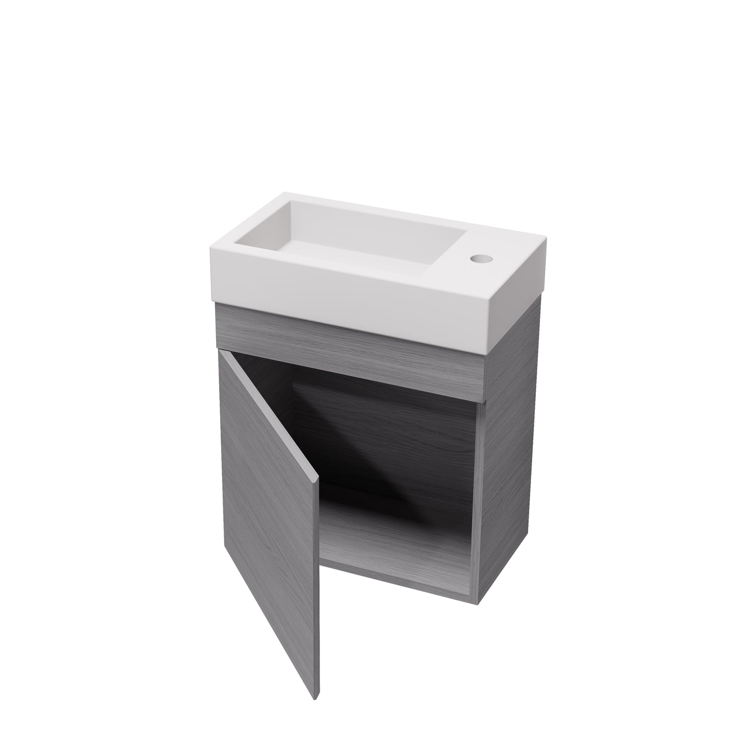 Crete Mini Wall Hung PVC Cabinet Grey Oak LK-PK45W-OG