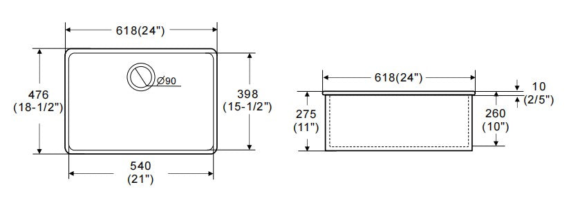 Procida Fine Fireclay Inset/Undermount Sink LK-S-PFC618
