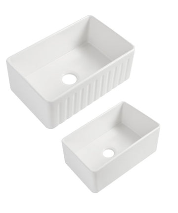Roccia Fine Fireclay Farmhouse Buttler Sink 760mm LK-S-RFFC760 — Matte Black, Fireclay & Ceramic, Kitchen Sinks