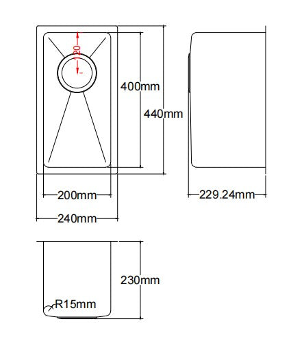Kliff Hand Made Stainless Steel Sinks LK-SSK20 — Chrome & Stainless