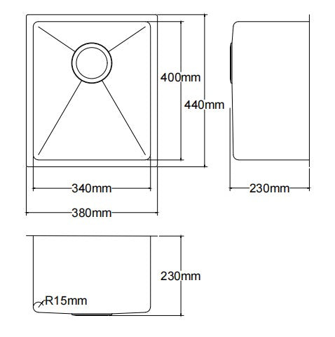 Kliff Hand Made Stainless Steel Sinks LK-SSK34 — Chrome & Stainless
