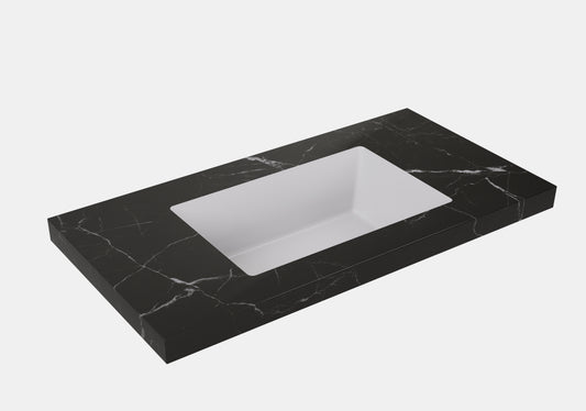 Fine Ceramic Basin Joined with Sintered Stone – LK-UBL – Calacatta Night