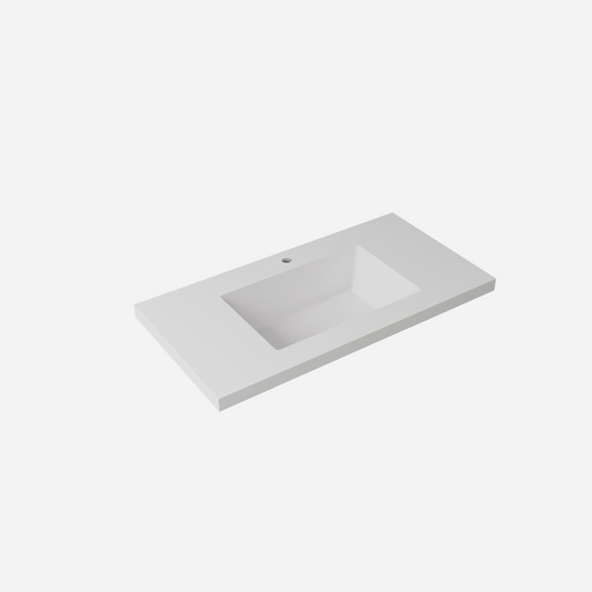 Blanco White Sintered Stone seamless joined with fine ceramic basin LK-UBW