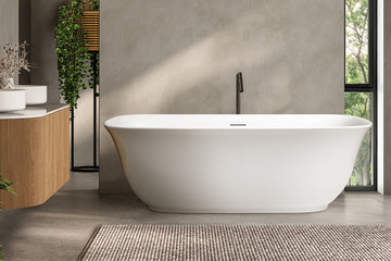 Lola 1700 Freestanding Bath with Integrated Overflow — White Baths, Acrylic Baths, Oval Baths