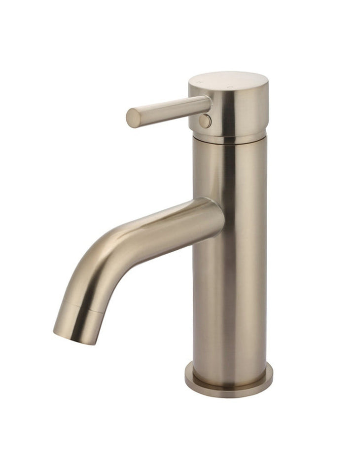 Meir Round Basin Mixer Curved - Champagne — Gold & Brass