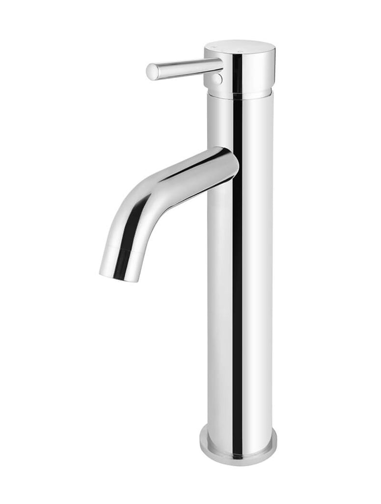 ROUND TALL CURVED BASIN MIXER POLISHED CHROME