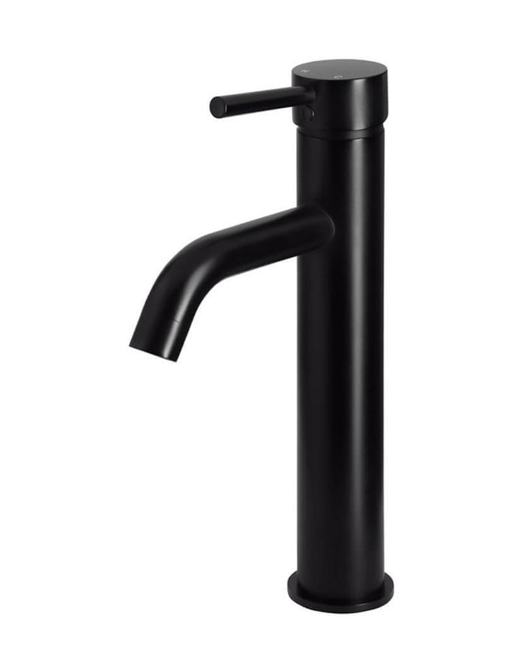 Round Tall Curved Basin Mixer Matte Black