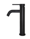 ROUND TALL CURVED BASIN MIXER MATTE BLACK