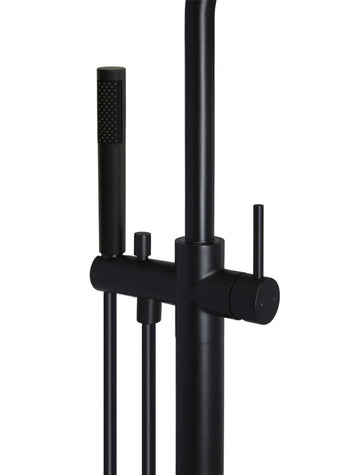 Round Paddle Freestanding Bath Spout and Hand Shower - Matte Black