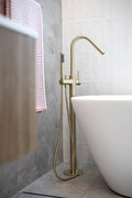 ROUND FREESTANDING BATH SPOUT AND HAND SHOWER