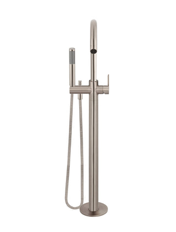 Round Paddle Freestanding Bath Spout and Hand Shower - Champagne