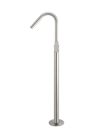 Round Paddle Freestanding Bath Spout and Hand Shower - Brushed Nickel