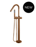 ROUND PINLESS FREESTANDING BATH SPOUT AND HAND SHOWER
