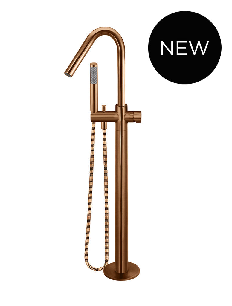 ROUND PINLESS FREESTANDING BATH SPOUT AND HAND SHOWER
