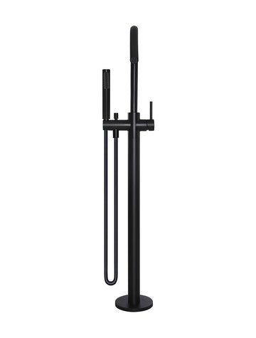 Round Paddle Freestanding Bath Spout and Hand Shower - Matte Black