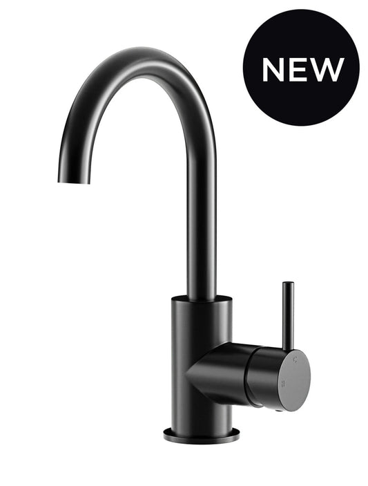 ROUND GOOSENECK BASIN MIXER WITH COLD START