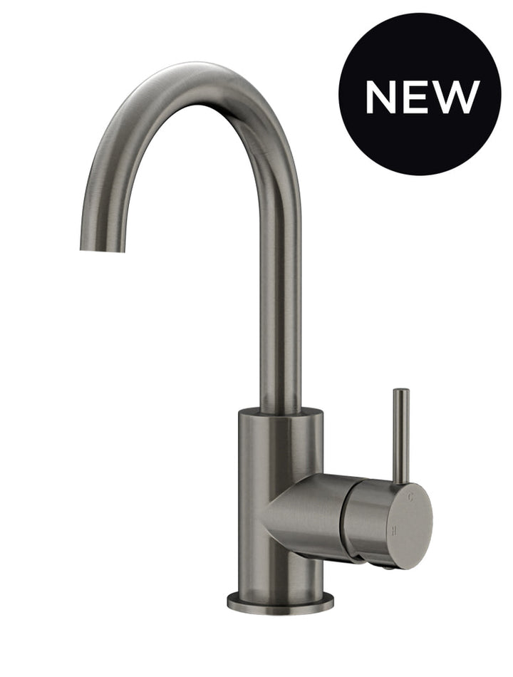 Round Gooseneck Basin Mixer With Cold Start — Shadow Gunmetal