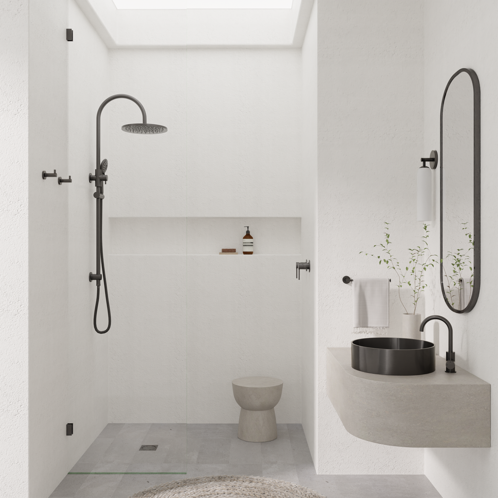 ROUND GOOSENECK BASIN MIXER WITH COLD START