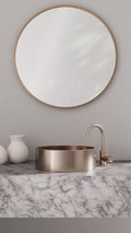 ROUND GOOSENECK BASIN MIXER WITH COLD START