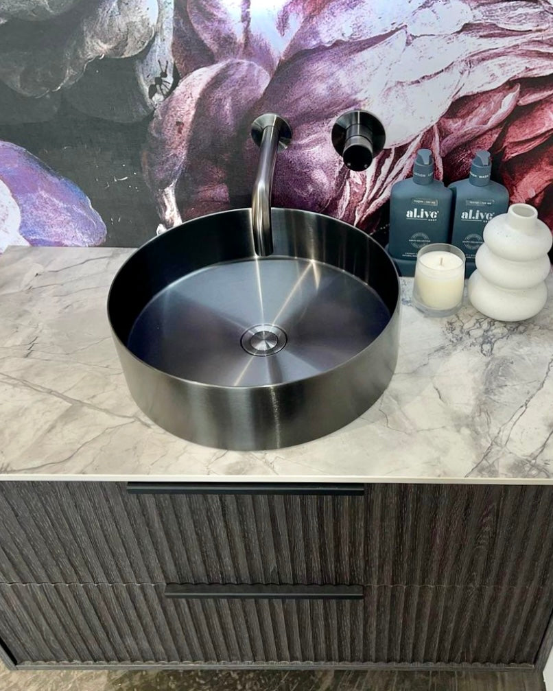 Lavello Round Steel Bathroom Basin 380 x 110 - PVD Shadow
