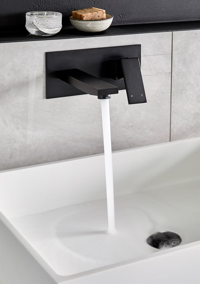 SQUARE WALL BASIN MIXER AND SPOUT