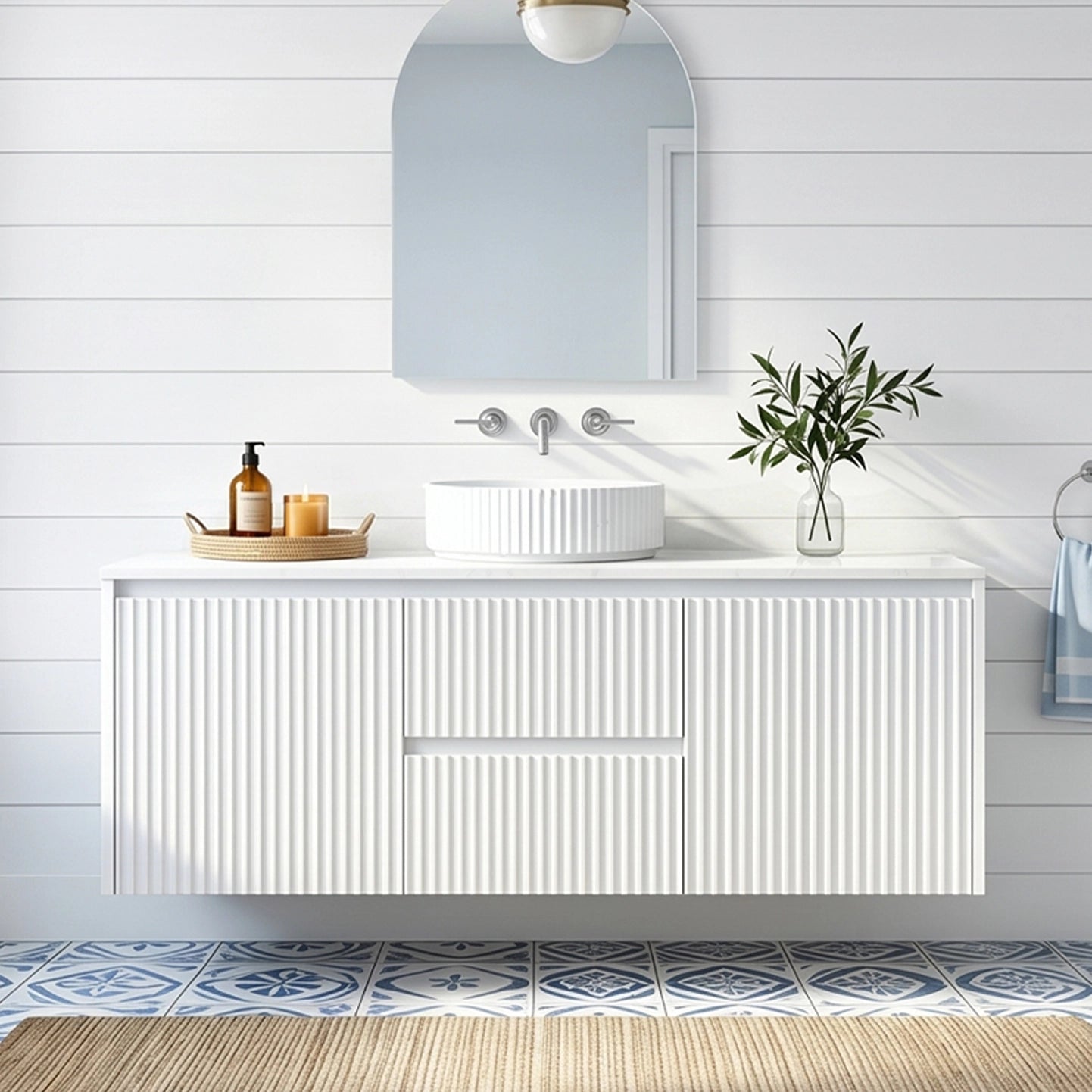 Crete Modern Wall Hung Vanity Matte White