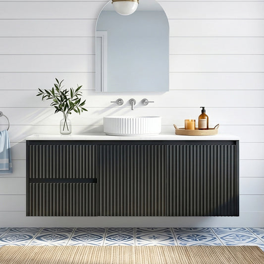 Crete Modern Wall Hung Vanity Matte Black