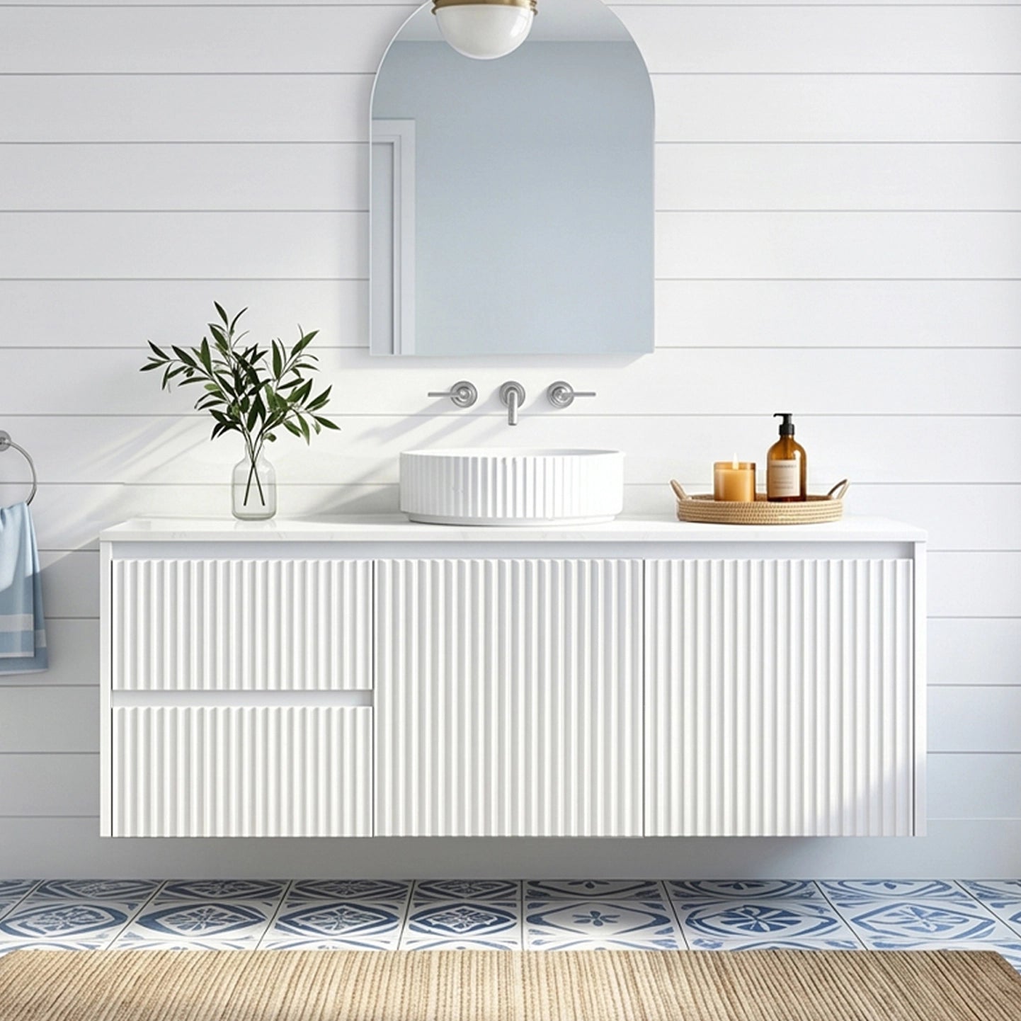 Crete Modern Wall Hung Vanity Matte White